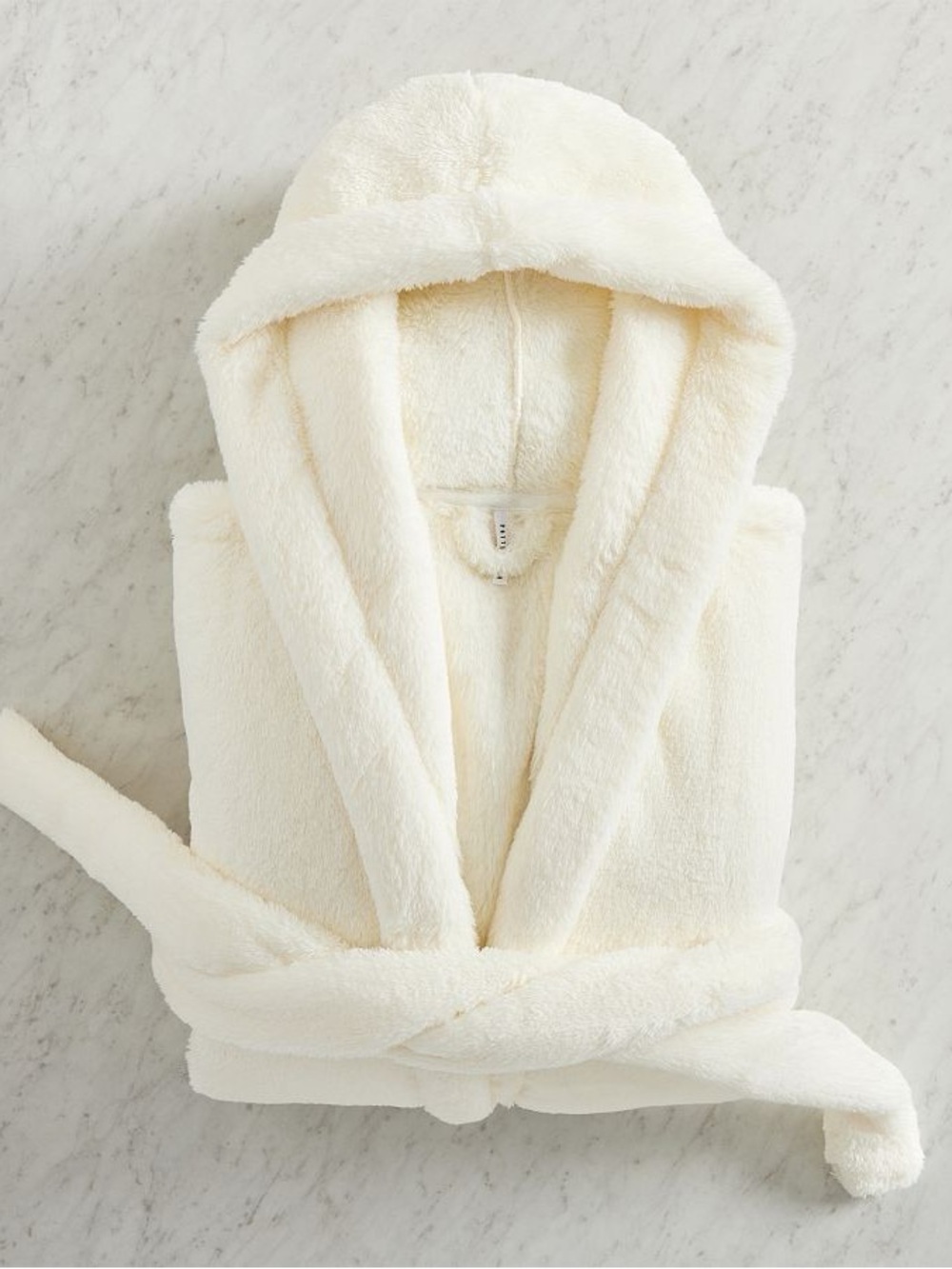 Pottery Barn Plush Ivory Fireside Hooded Bath Robe